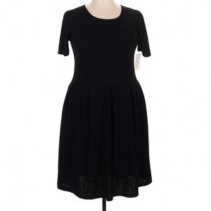 LuLaRoe Womens‎ Dress Size 3XL Amelia Solid Black Embossed Scrolls 3X USA NWT
